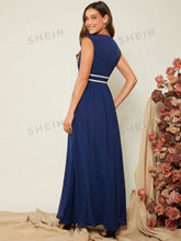 1pc Ruched Wrap Detail Bridesmaid Dres